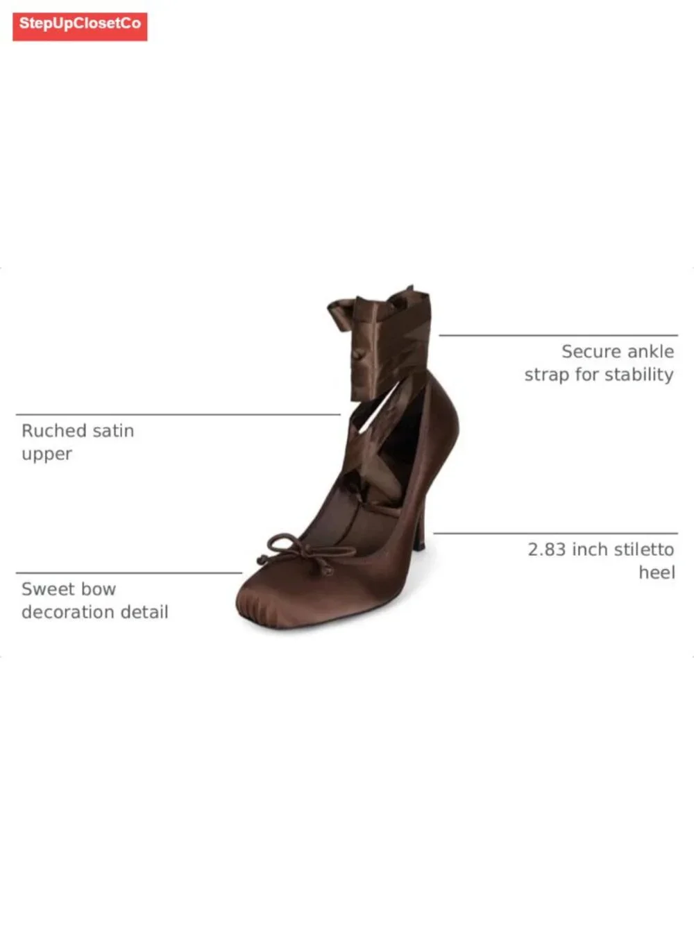 Satin Slingback Ballet Heels Lace Up Bow Square Toe Stiletto Mary Jane Party